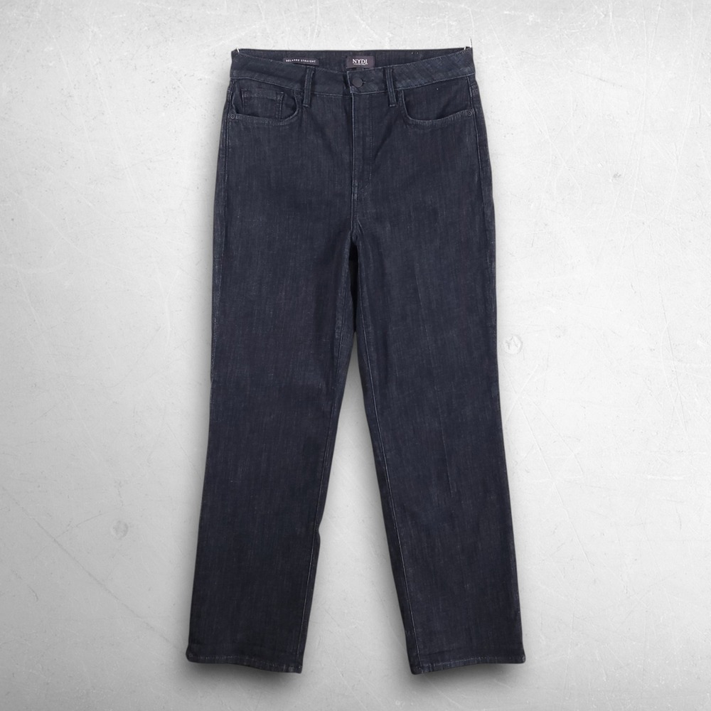 NYDJ Relaxed Straight Lift Tuck Jeans Women 6 Dark Blue Coastal Quiet Luxury